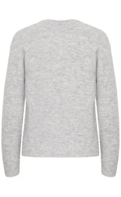 Outlet Striktrøje - Stacy - Medium Grey Melange Striktrøjer & Sweat