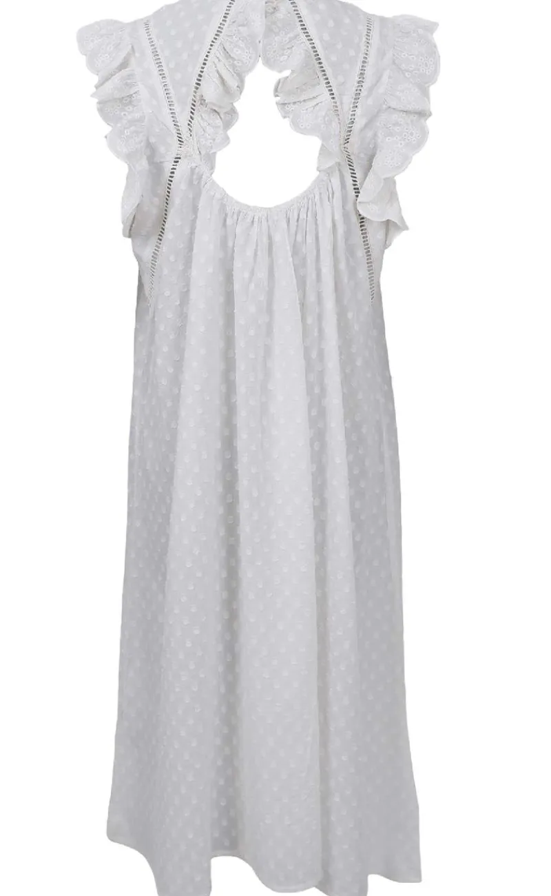 Discount Kjole - Mie Frill - White Kjoler