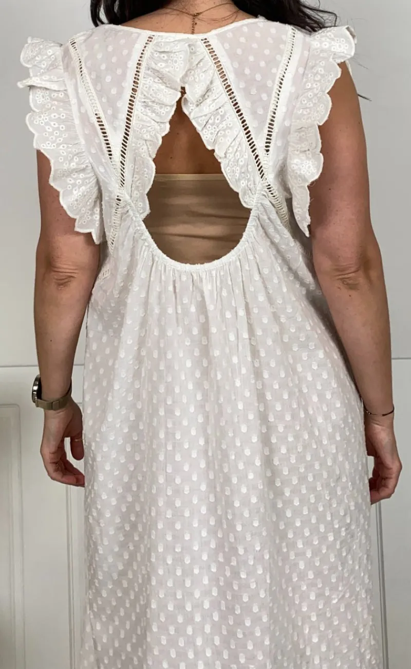 Discount Kjole - Mie Frill - White Kjoler