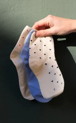 New Strømper - Alea - Creme W. Red Hearts Strømper & Strømpebukser