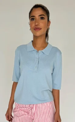 Sale Bluse - Diane Polo - Light Blue Bluser