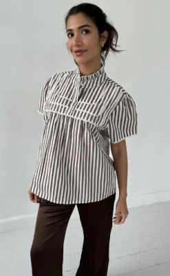 Best Bluse - Isabella - Brown Stripe Bluser