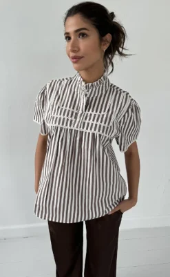 Best Bluse - Isabella - Brown Stripe Bluser