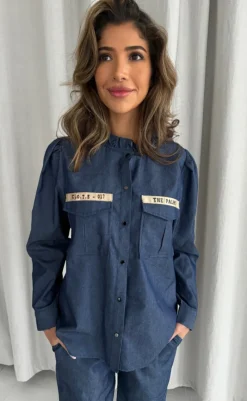 New Bluse - Mili Patch Chambre - Denim Blue Bluser