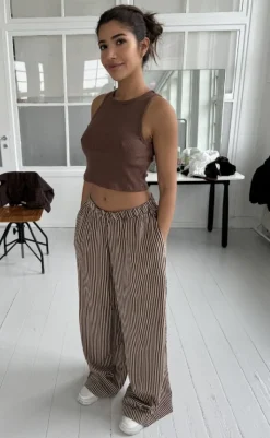 Outlet Bukser - Noah - Brown Small Stripe Bukser & Jeans