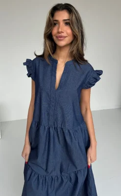 Outlet Kjole - Bea Long - Dark Blue Chambre Kjoler