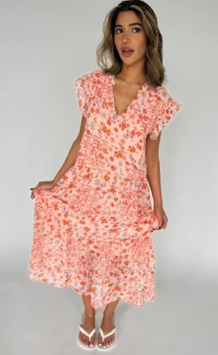 Clearance Kjole - Bea Long - Pink Flower Kjoler