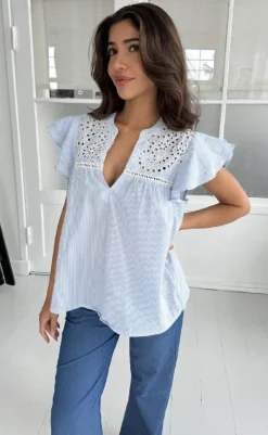 Discount Top - Christel - Blue Stripe T-shirts & Toppe