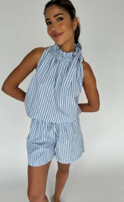 Online Top - Liva Poplin - Blue Stripe T-shirts & Toppe