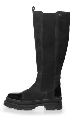 Clearance Støvler - Follow Me Suede - Black W/Patent Toe Støvler