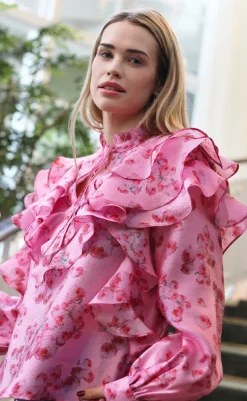 Discount Bluse - Sylvia - Pink Roses Bluser