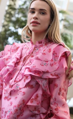 Discount Bluse - Sylvia - Pink Roses Bluser