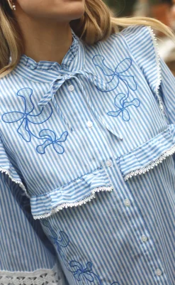 Discount Skjorte - Cody - White Blue Stripe Skjorter