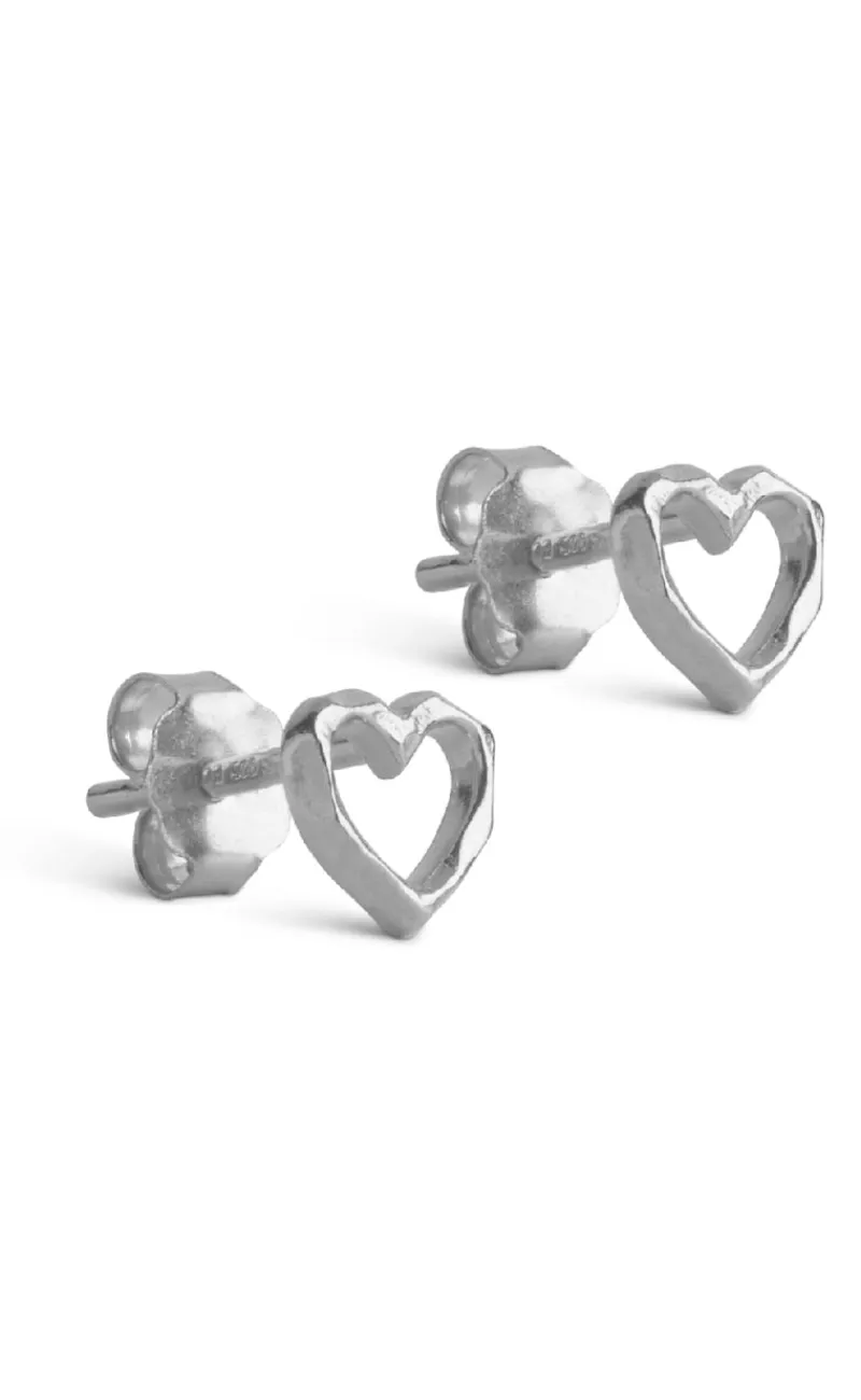 Online Øreringe - Studs Heart - Silver Colour Smykker