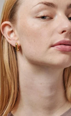 Discount ENAMEL -Copenhagen Øreringe - Hoops Square - Gold Colour Smykker