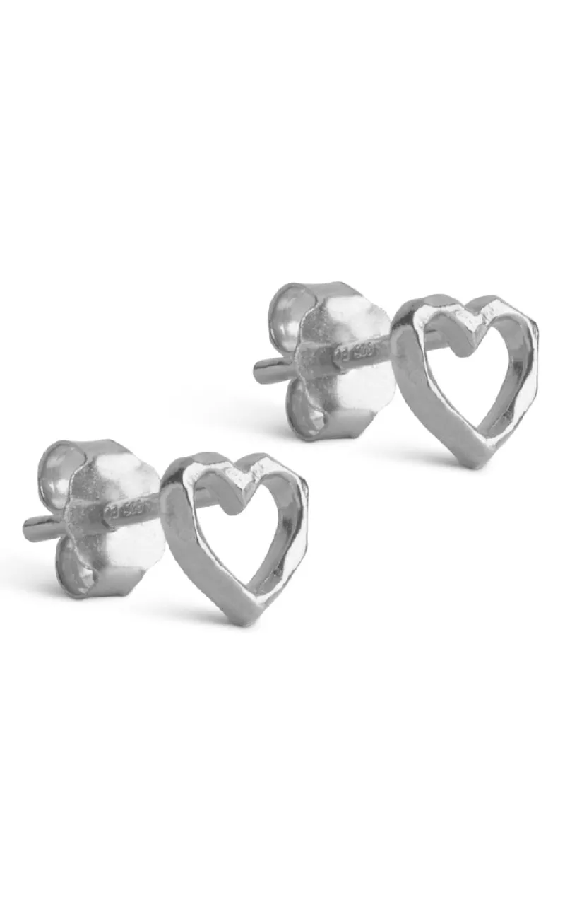 Clearance Øreringe - Studs Organic Heart - Silver Colour Smykker