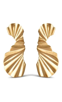 Discount Øreringe - Big Wave - Gold Colour Smykker