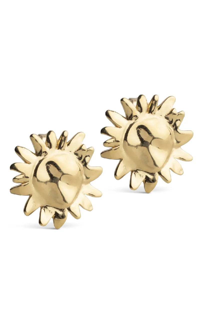 Online Øreringe - Studs Large Sunshine - Gold Colour Smykker