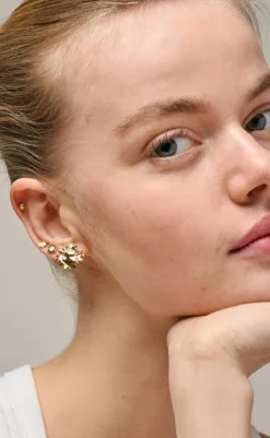 Online Øreringe - Studs Large Sunshine - Gold Colour Smykker