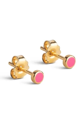 Øreringe - Stud Enamel Dot - Pink Smykker