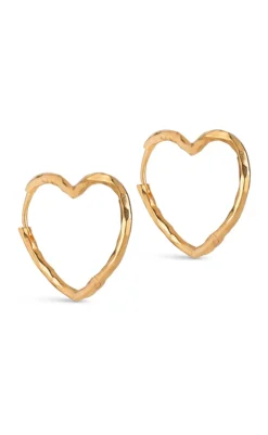 Hot Øreringe - Organic Heart Medium - Gold Colour Smykker