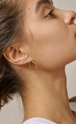 Hot Øreringe - Organic Heart Medium - Gold Colour Smykker