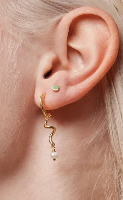 Sale Øreringe - Stud Enamel Dot - Grass Green Smykker