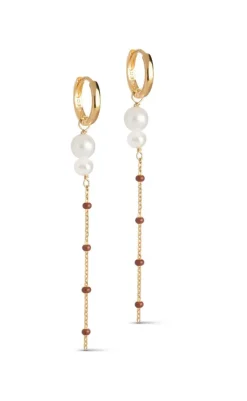 Outlet Øreringe - Lola Double Pearl Hoops  - Copper Smykker