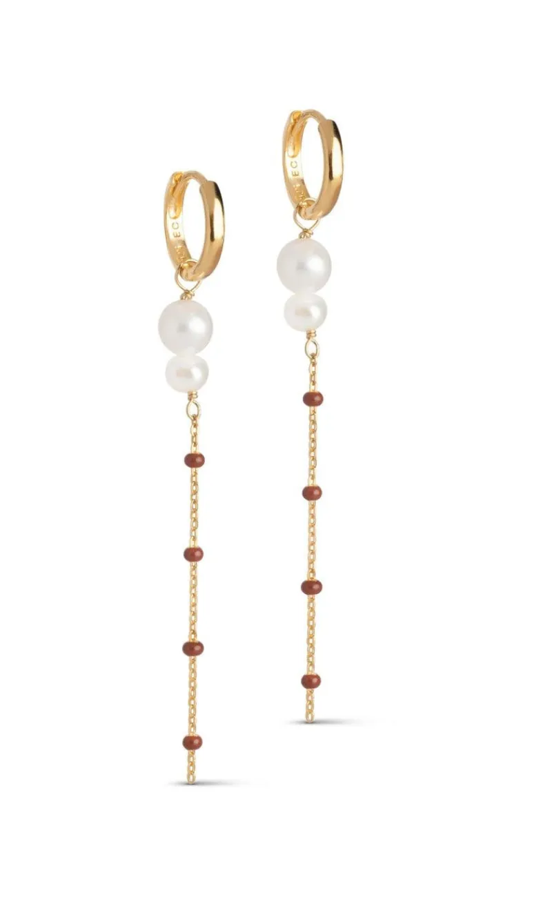 Outlet Øreringe - Lola Double Pearl Hoops - Copper Smykker
