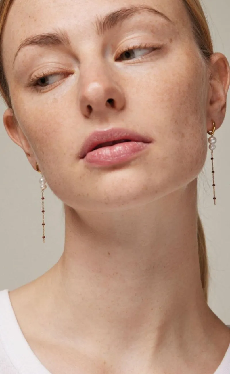 Outlet Øreringe - Lola Double Pearl Hoops - Copper Smykker
