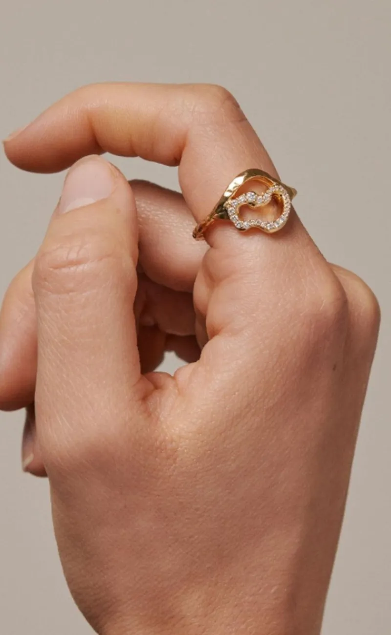 Sale Ring - Vera - Clear/Gold Colour Smykker