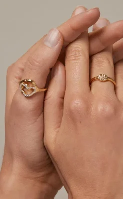 Sale Ring - Vera - Clear/Gold Colour Smykker