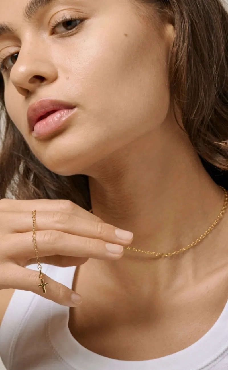 Online Vedhæng - Golden Cross - Gold Colour Smykker