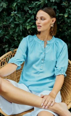 Hot Bluse - Carly - Light Blue Denim Bluser