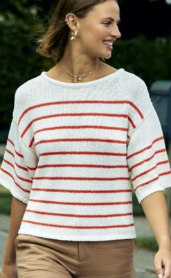 Clearance Bluse - Grande - Brilliant White w. Hot Coral Bluser