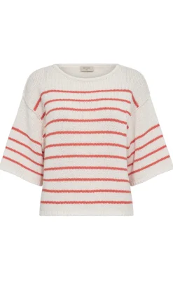 Clearance Bluse - Grande - Brilliant White w. Hot Coral Bluser