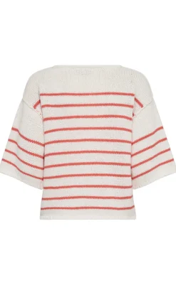 Clearance Bluse - Grande - Brilliant White w. Hot Coral Bluser