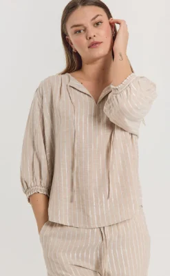 Best Bluse - Lalux - Sand Melange w. Off-White Bluser