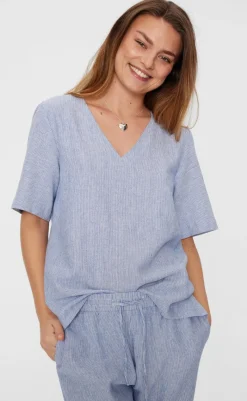 New Bluse - Lava - Off White w. Nebulas Blue Bluser