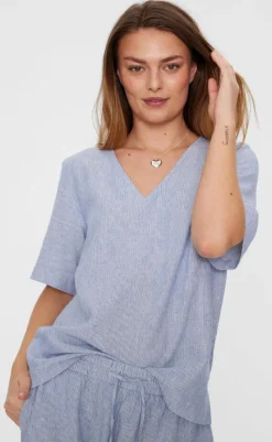 New Bluse - Lava - Off White w. Nebulas Blue Bluser