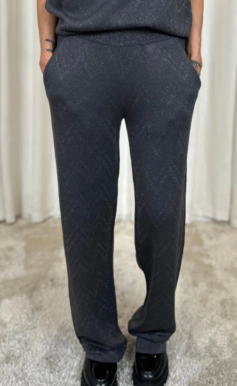 Discount Bukser - Anilux - Gray Pinetripe W. Gunmetal Bukser & Jeans