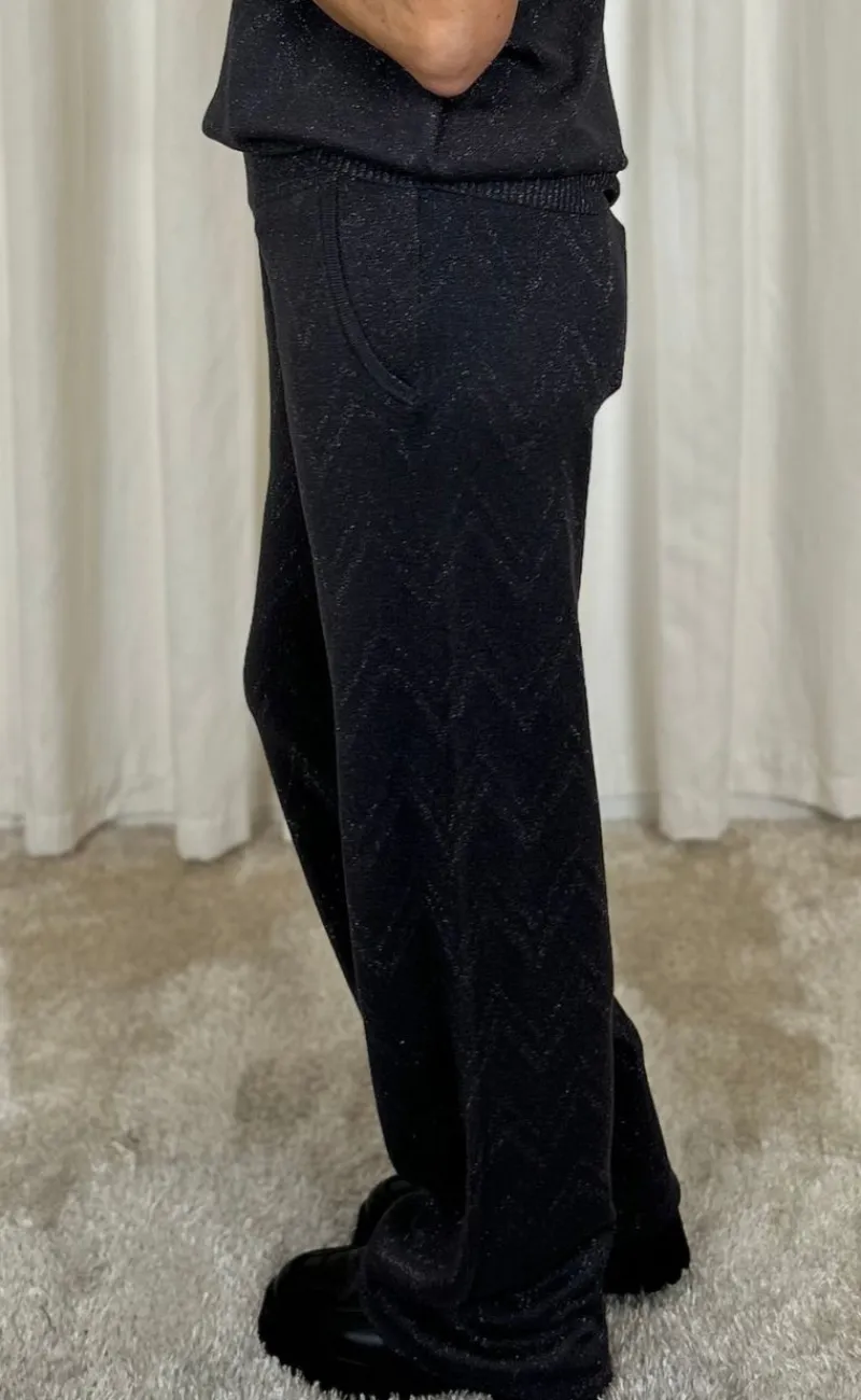 Discount Bukser - Anilux - Gray Pinetripe W. Gunmetal Bukser & Jeans