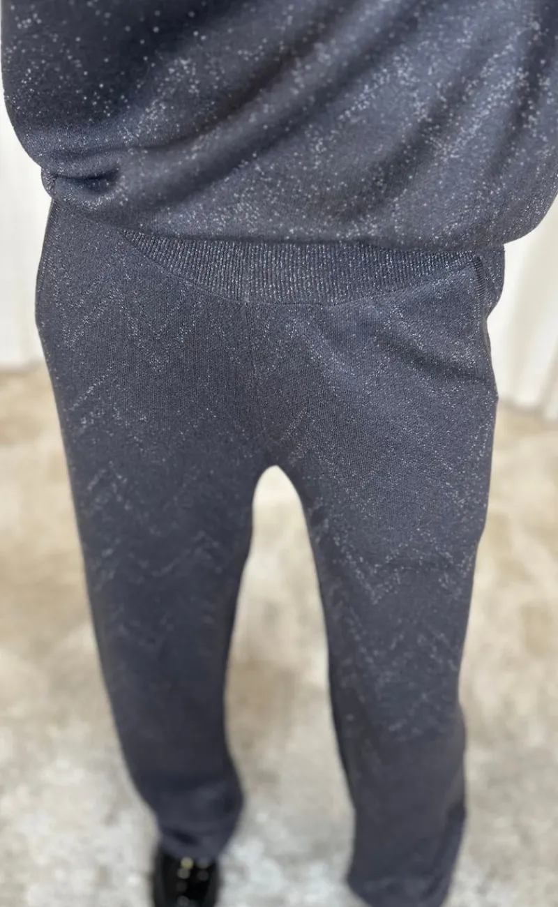 Discount Bukser - Anilux - Gray Pinetripe W. Gunmetal Bukser & Jeans