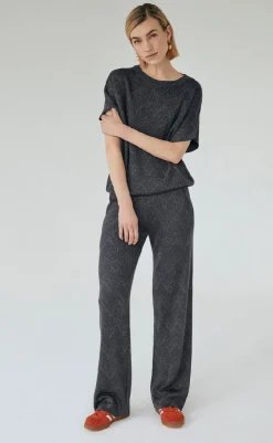 Discount Bukser - Anilux - Gray Pinetripe W. Gunmetal Bukser & Jeans