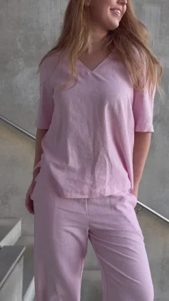 Outlet Bukser - Lava  - Off White w. Fuchsia Pink Bukser & Jeans