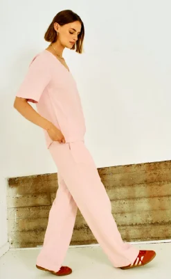 Outlet Bukser - Lava  - Off White w. Fuchsia Pink Bukser & Jeans