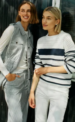 Online Bukser - Mella - Star Off-white w. Navy Blazer Bukser & Jeans|Blazere & Indejakker