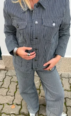 Outlet Bukser - Melly - Off-white w. Navy Blazer Bukser & Jeans|Blazere & Indejakker