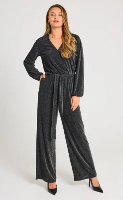 Outlet Jumpsuit - Glitto - Black W. Silver Buksedragter