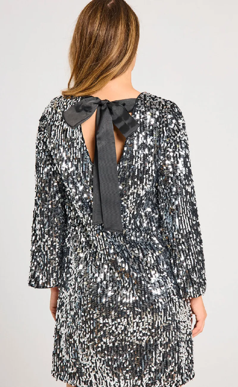 Clearance Kjole - Eve - Silver w. Black Kjoler